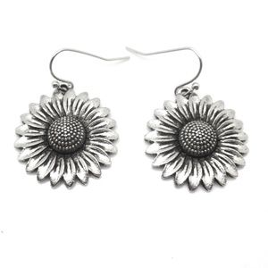 Sunflower Earrings Silver Plated